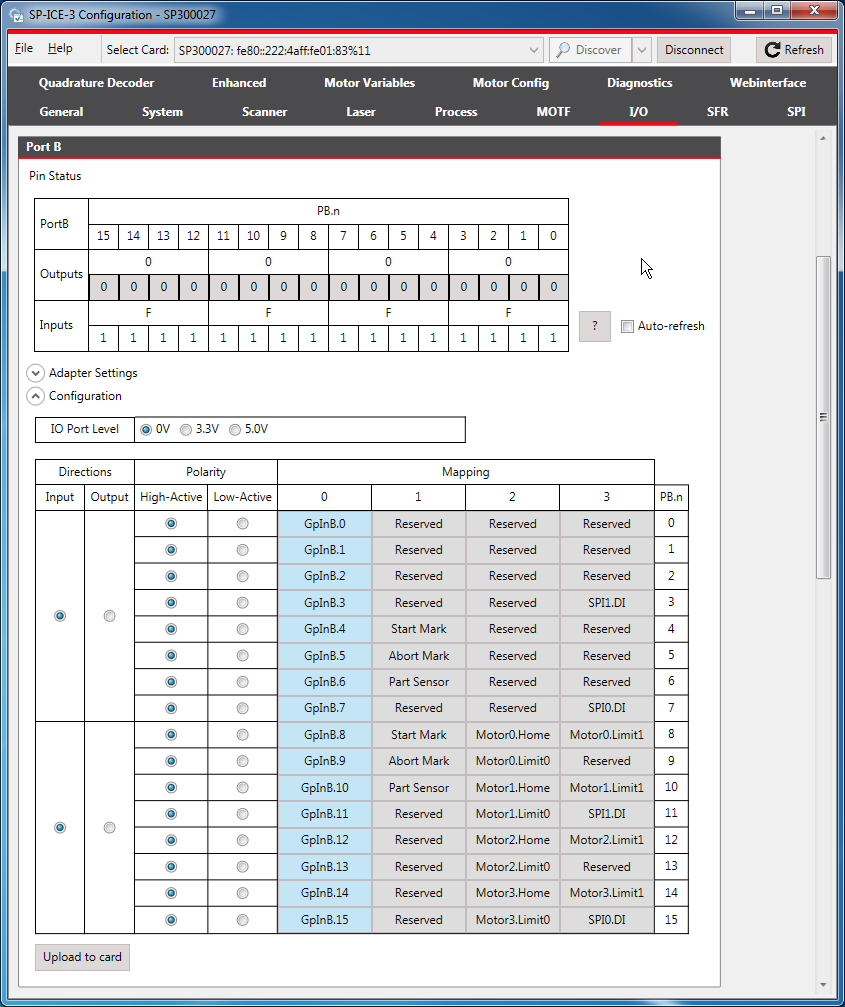SP-ICE-3 Configuration-IO-PortB